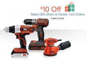 $10 Off Select $50 Black & Decker Tool Orders