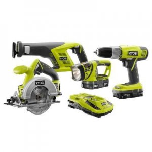 Ryobi P1872 18-Volt ONE+ Lithium-Ion Combo Kit (4-Piece)